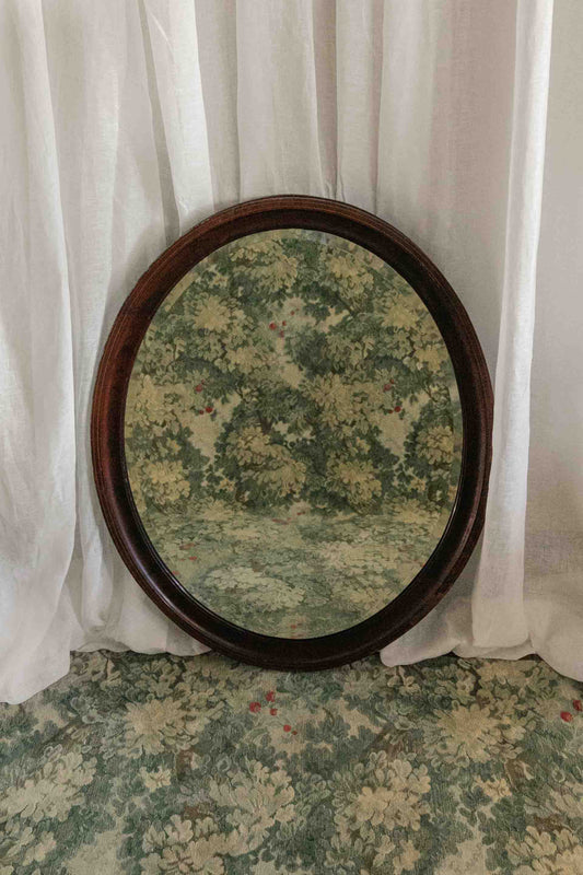 Beveled Mahogany Oval Mirror