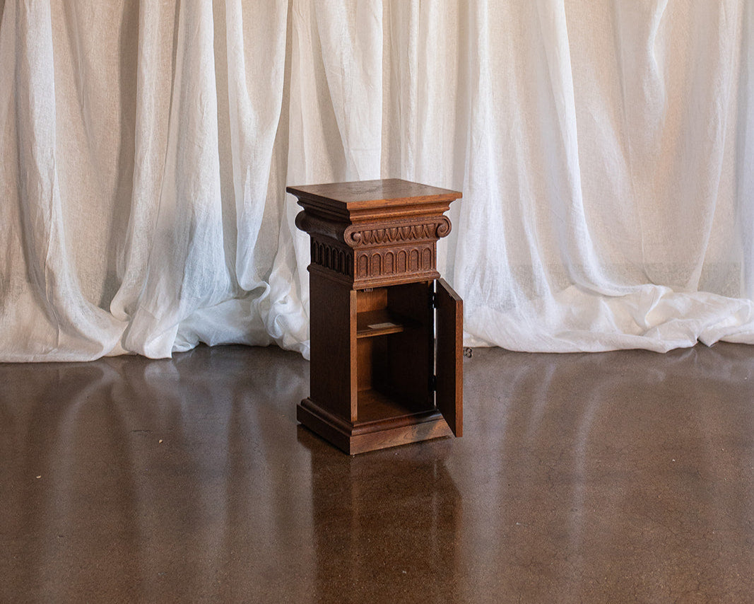Oak Ionic Column Pedestal with Door