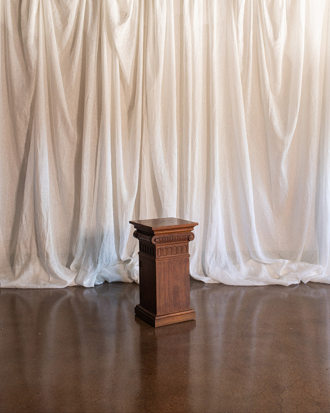 Oak Ionic Column Pedestal with Door