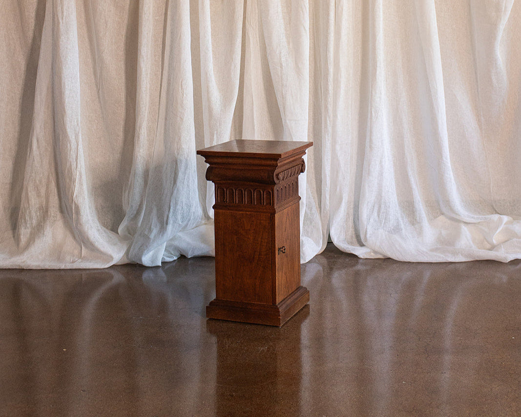 Oak Ionic Column Pedestal with Door