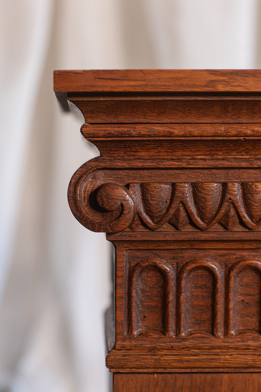 Oak Ionic Column Pedestal with Door