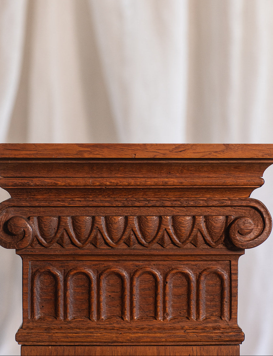 Oak Ionic Column Pedestal with Door