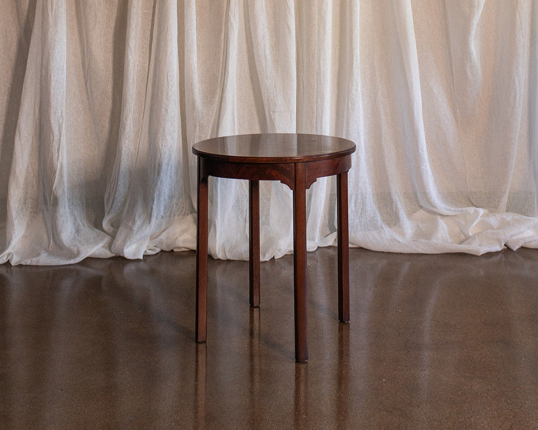 Round Burl Mahogany Table with Inlay Top