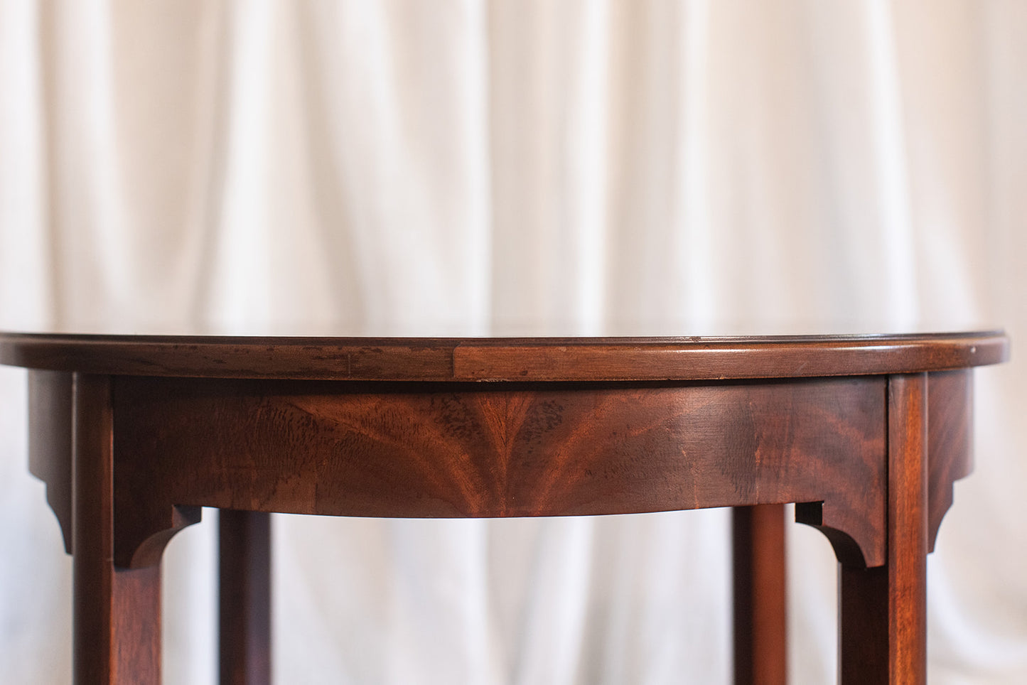 Round Burl Mahogany Table with Inlay Top