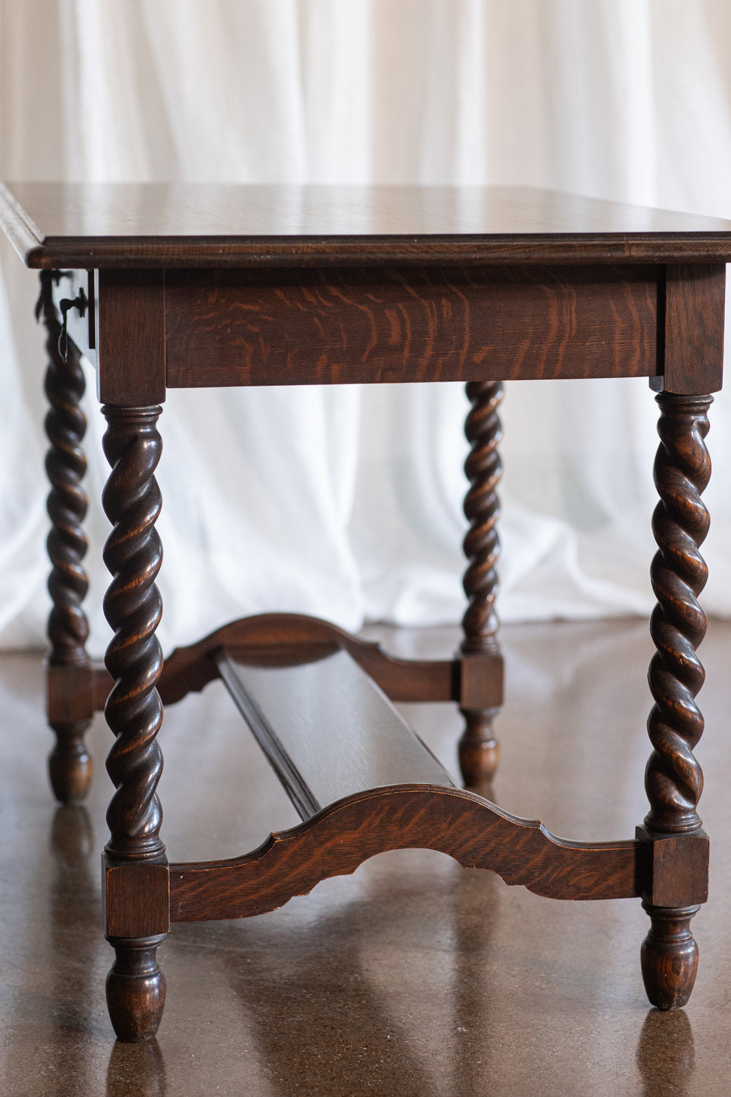 Tiger Oak Barley Twist Library Table/Desk - circa 1900