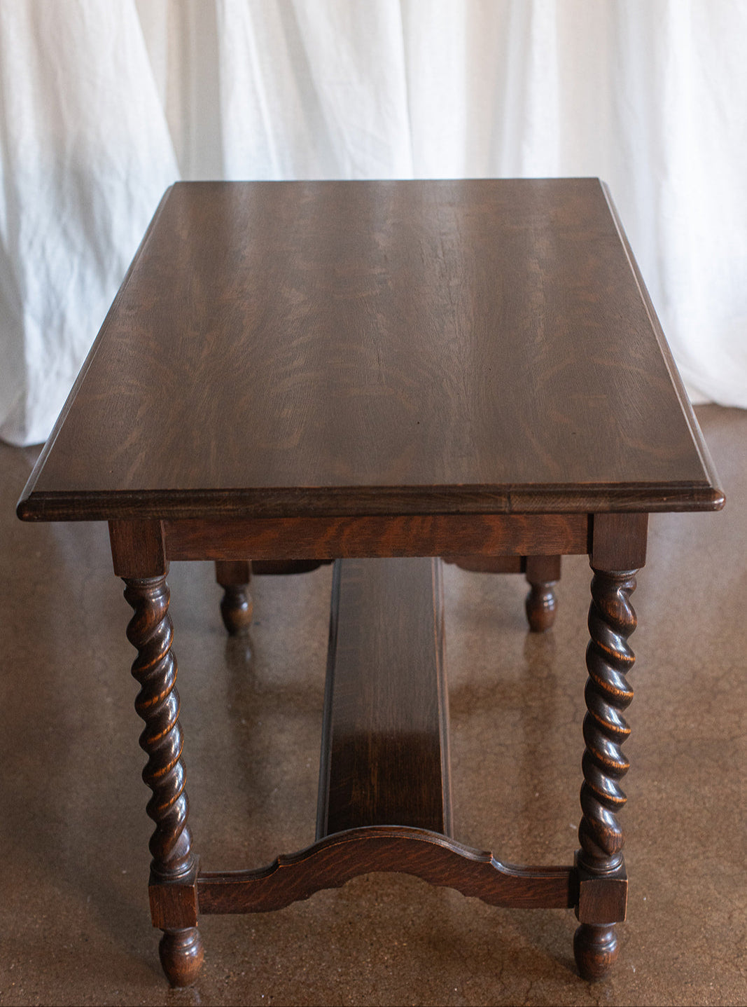Tiger Oak Barley Twist Library Table/Desk - circa 1900