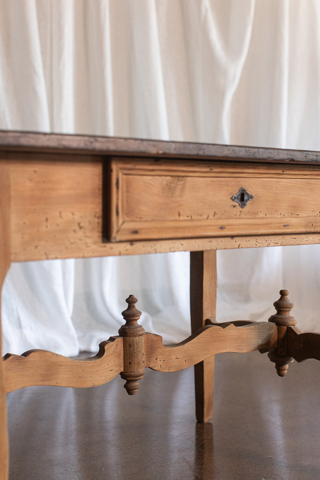 Large English Pine Desk - Wood Peg Construction - Late 1800s