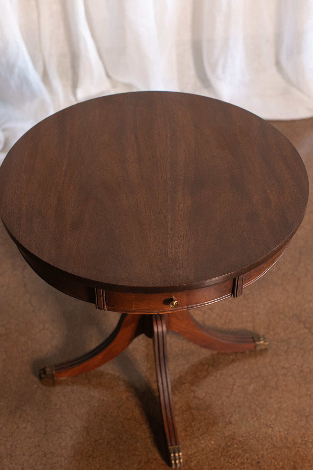Mid 20th Century Federal Style Mahogany Drum Side Table