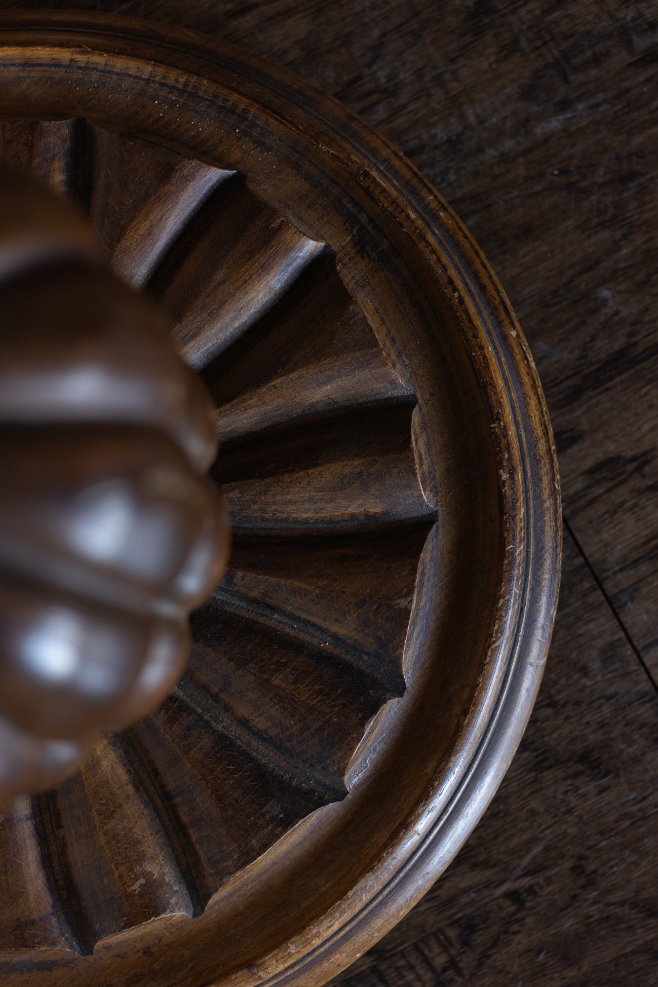 Antique Turned Oak Pedestal Accent Table