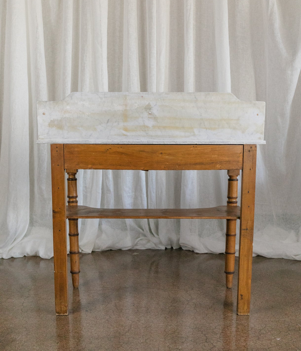 19th Century Faux Bamboo Nightstand with Marble Top #1