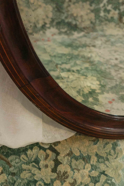 Beveled Mahogany Oval Mirror
