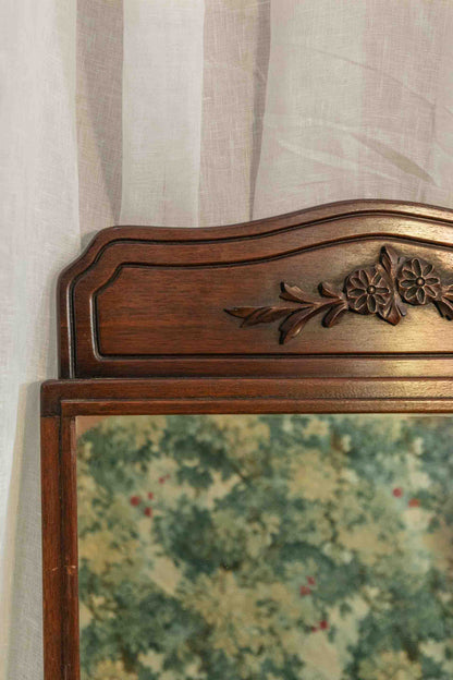 Cottage Style Wood Mirror with Carved Floral Detail