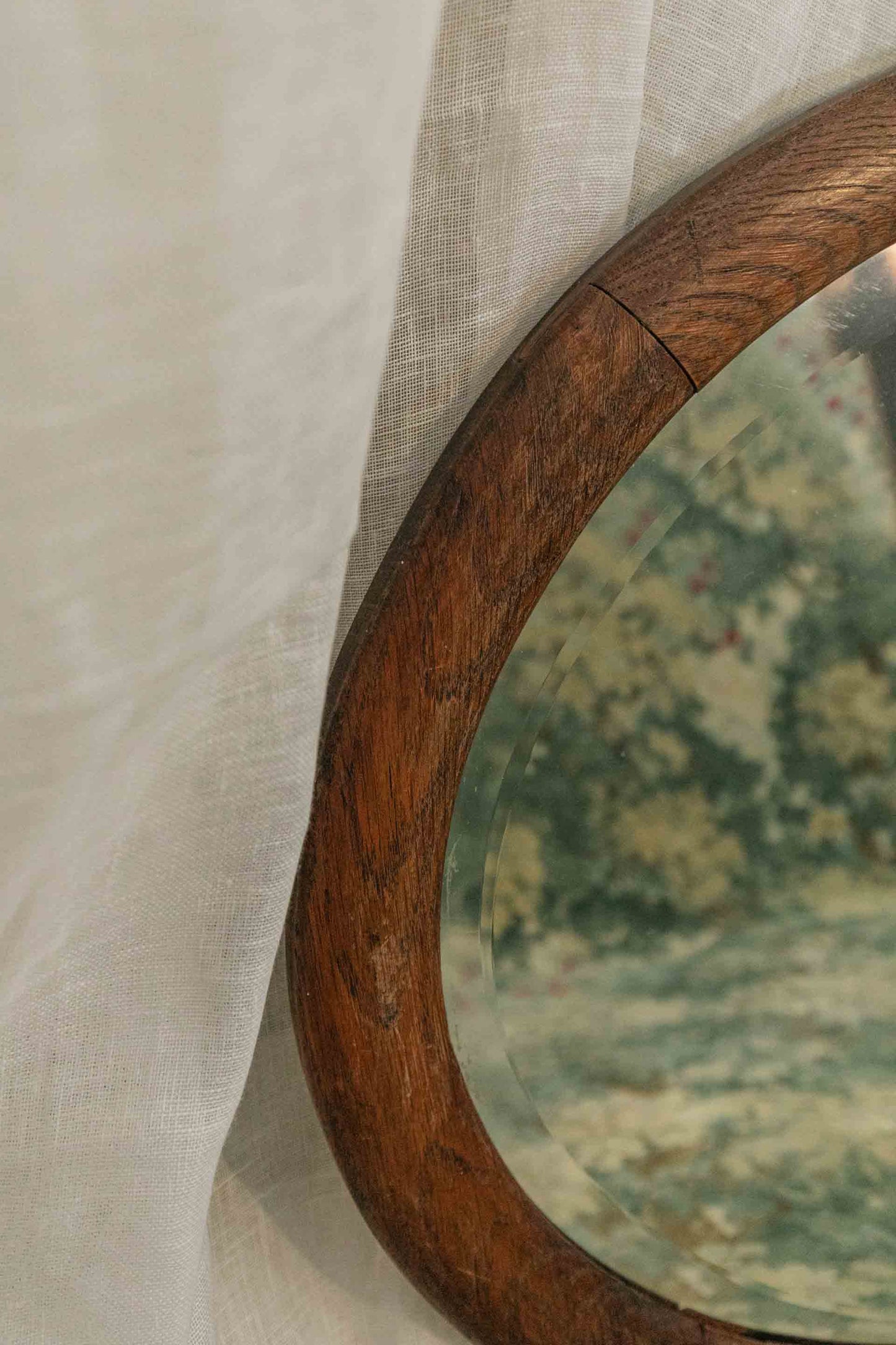 Horizontal Oval Oak Mirror