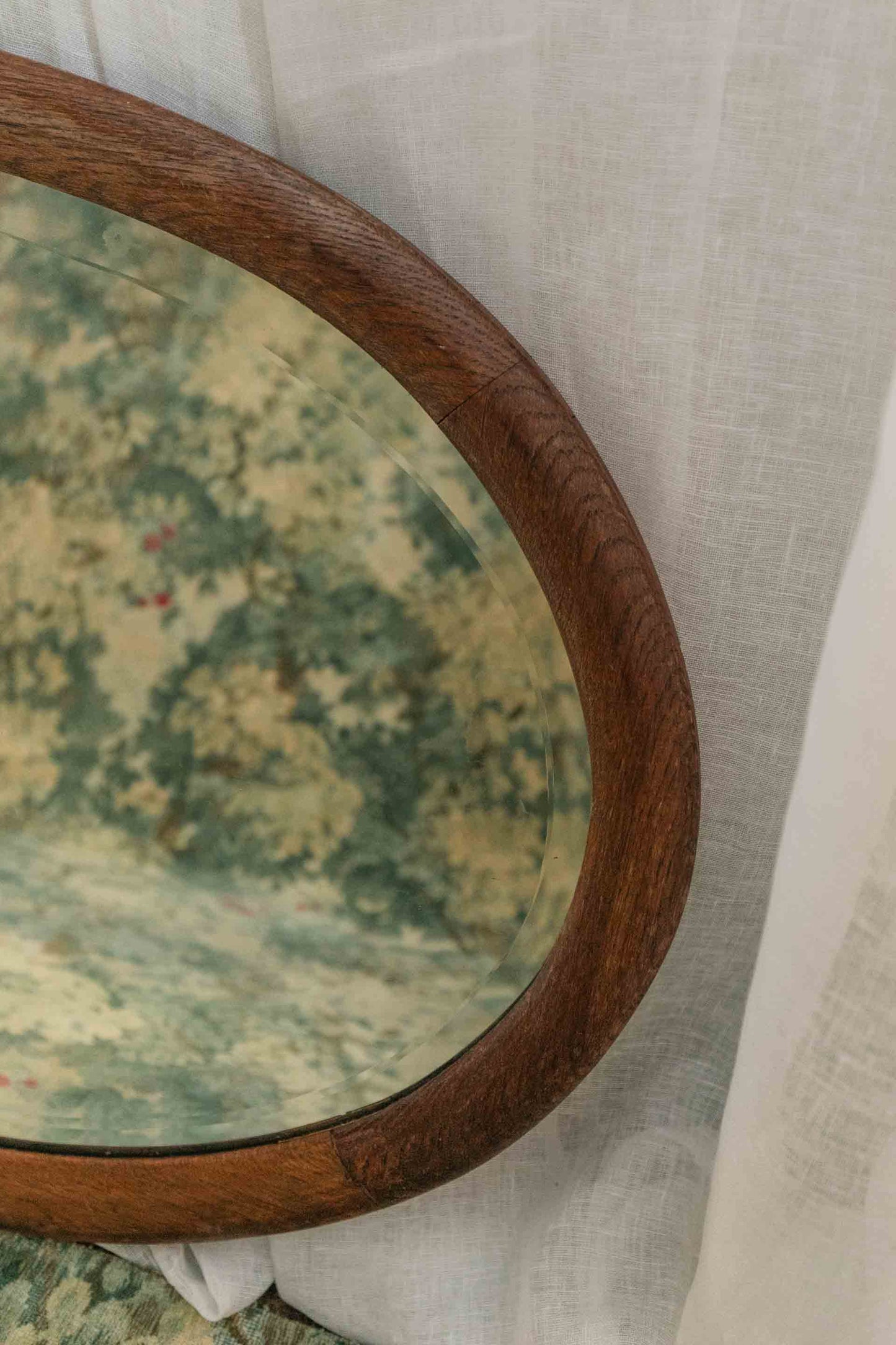 Horizontal Oval Oak Mirror