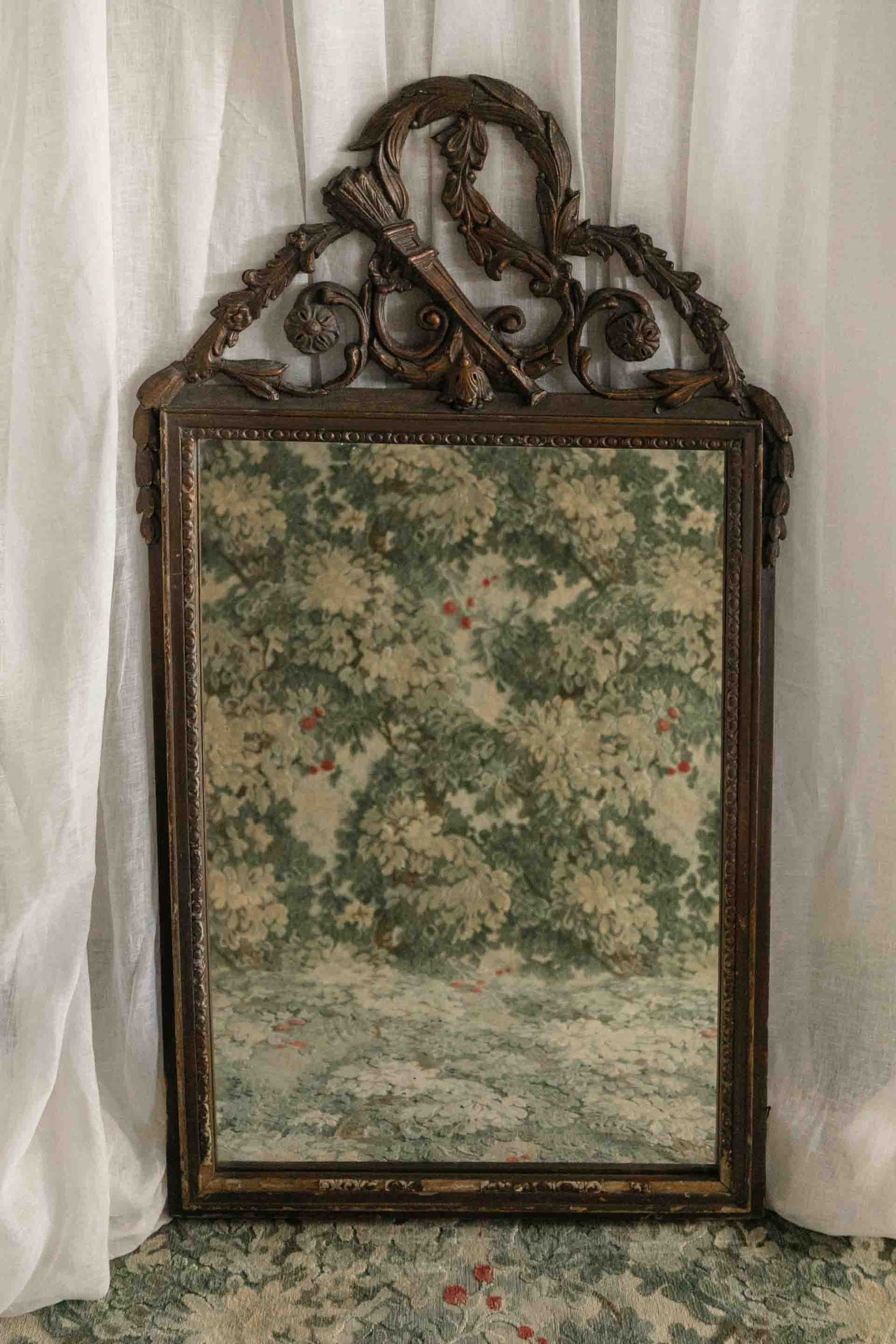 Carved Top Mirror-Patina