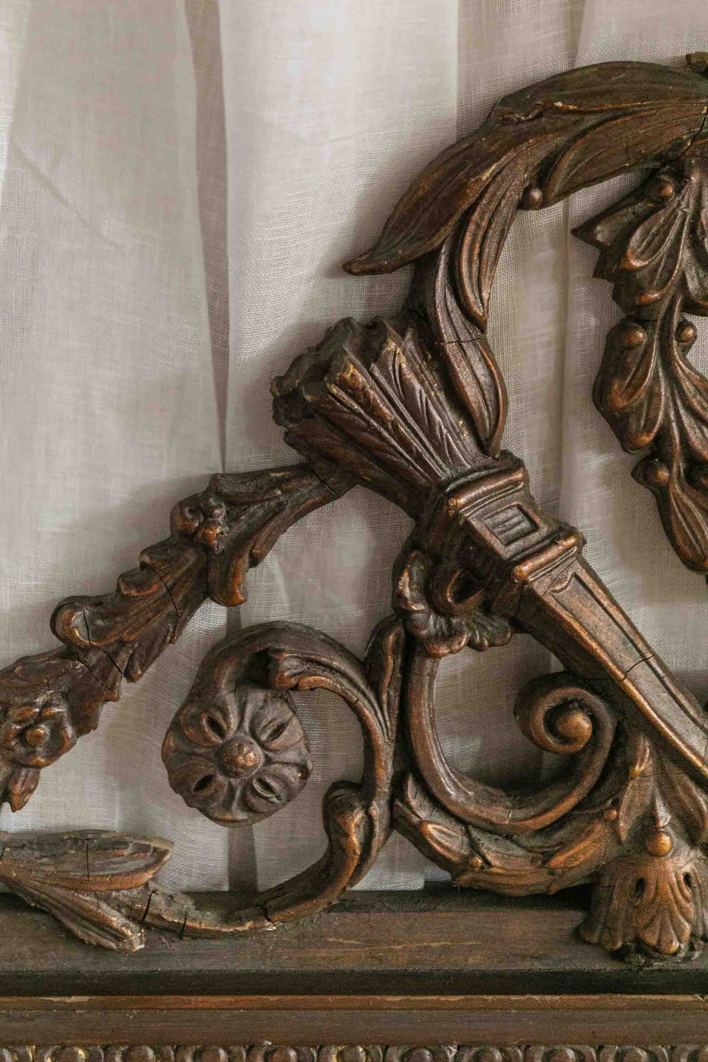 Carved Top Mirror-Patina