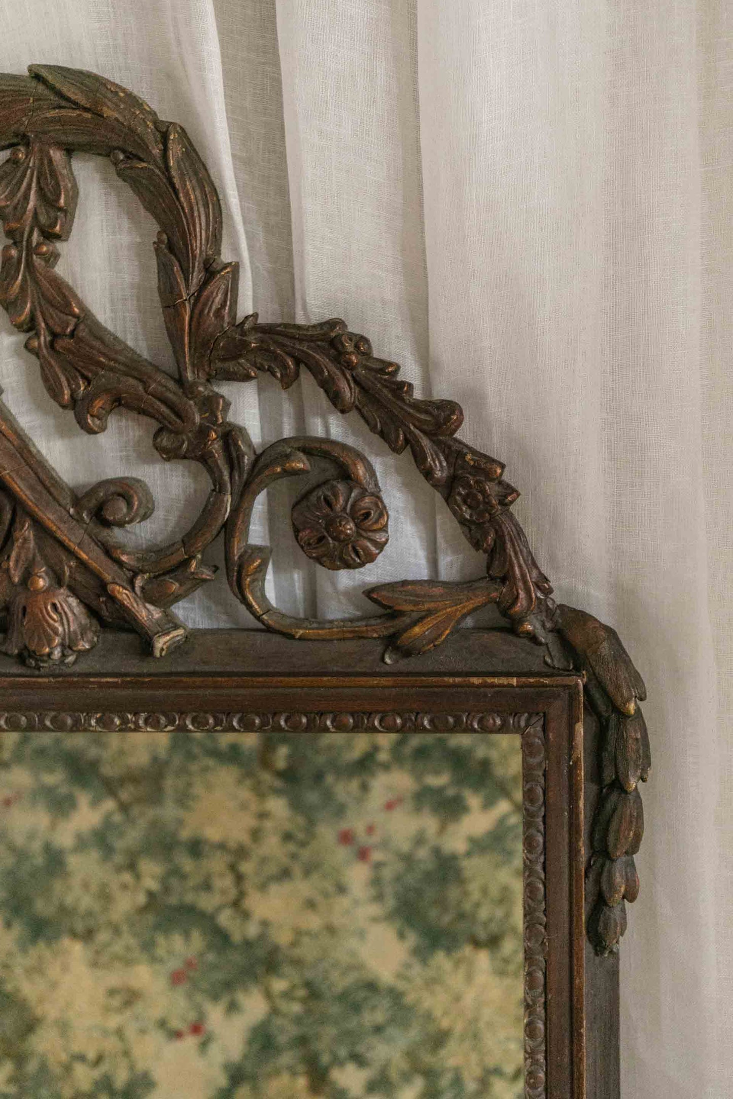 Carved Top Mirror-Patina
