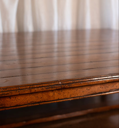 Extra Large Square Solid Wood Plank Top Coffee Table with Barley Twist Legs