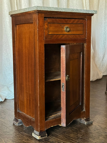 Italian Walnut Commode Suite with Grey-Veined Marble Top