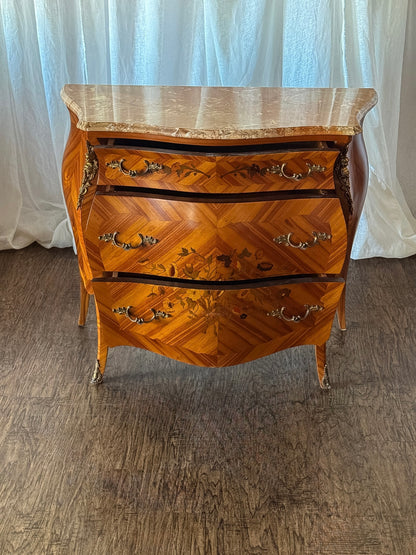 Louis XV-Style Bombé Commode (Reproduction) with Marble Top