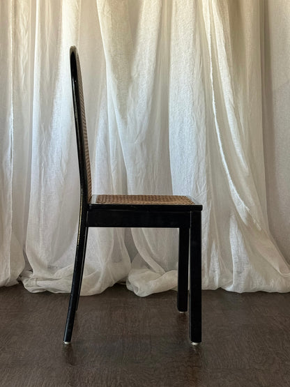 Set of Four Black Cane Chairs