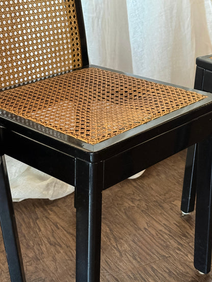 Set of Four Black Cane Chairs