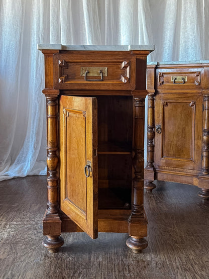 Pair of Italian Marble-Topped Nightstands