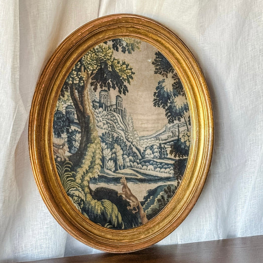 Italian Vintage Oval Gilded Mirror