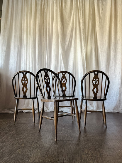 Set of Four Vintage Oval Back Dining Chairs