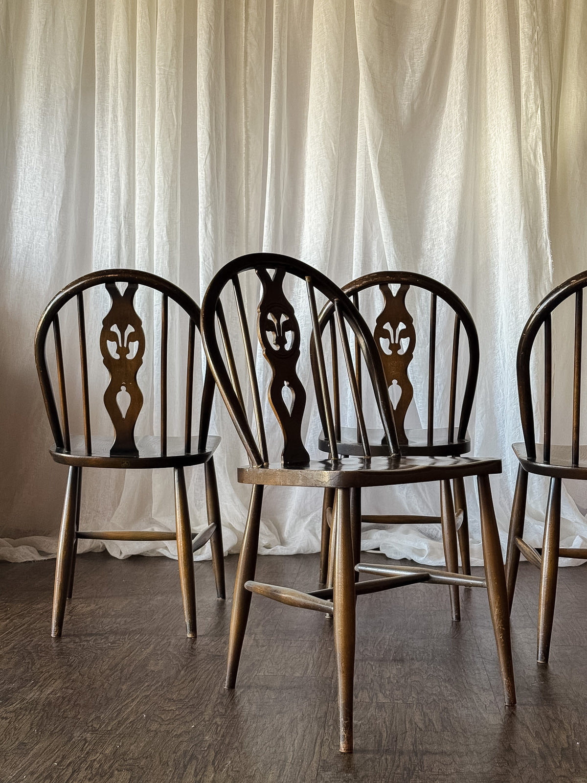 Set of Four Vintage Oval Back Dining Chairs