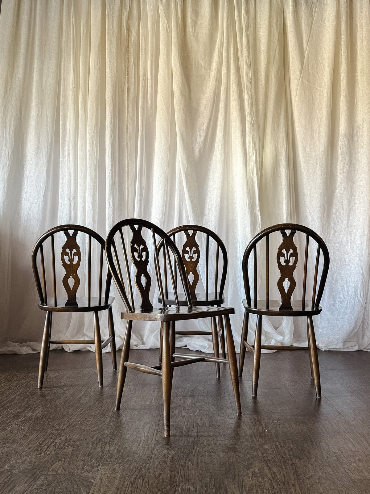 Set of Four Vintage Oval Back Dining Chairs