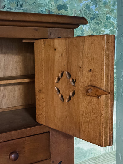 Antique Oak Cupboard Cabinet with Iron Details