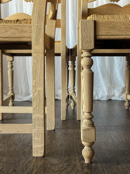 Set of Six Bleached French Ladderback Chairs