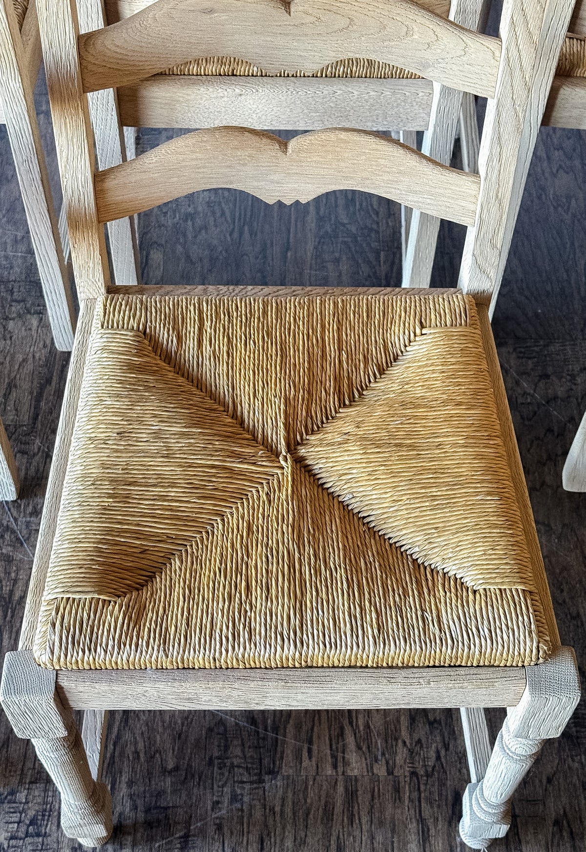 Set of Six Bleached French Ladderback Chairs