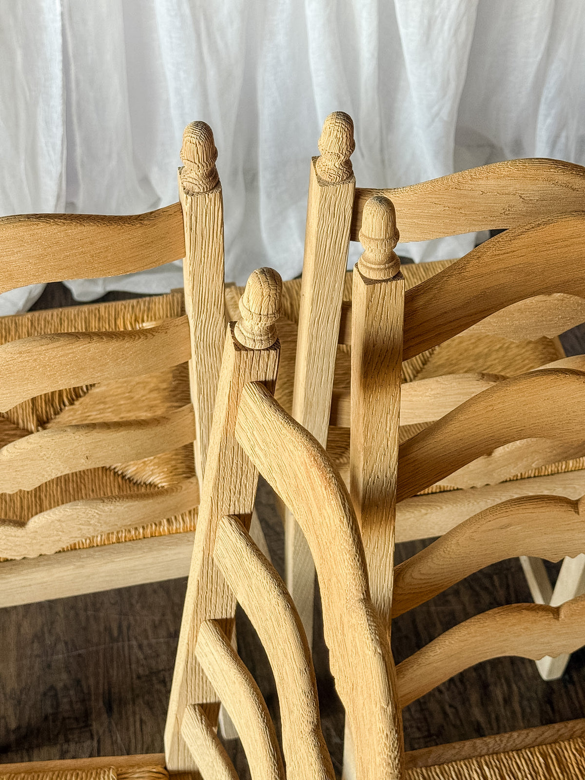 Set of Six Bleached French Ladderback Chairs