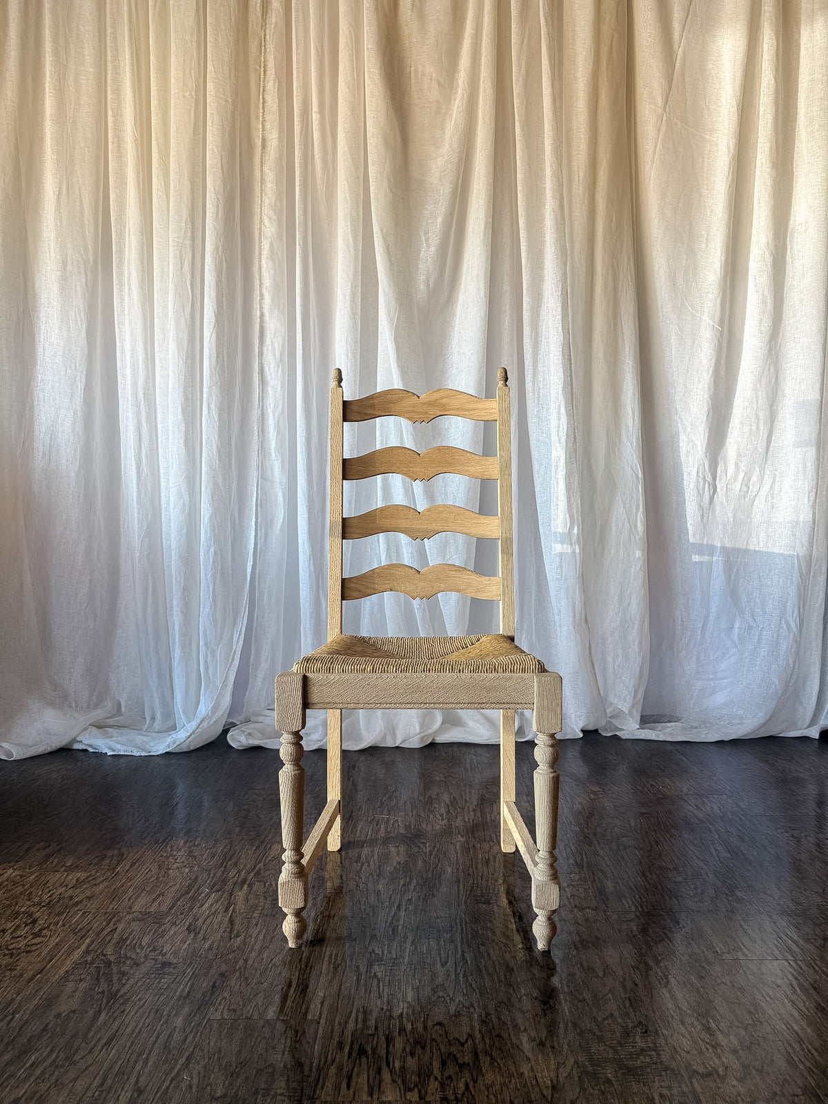 Set of Six Bleached French Ladderback Chairs