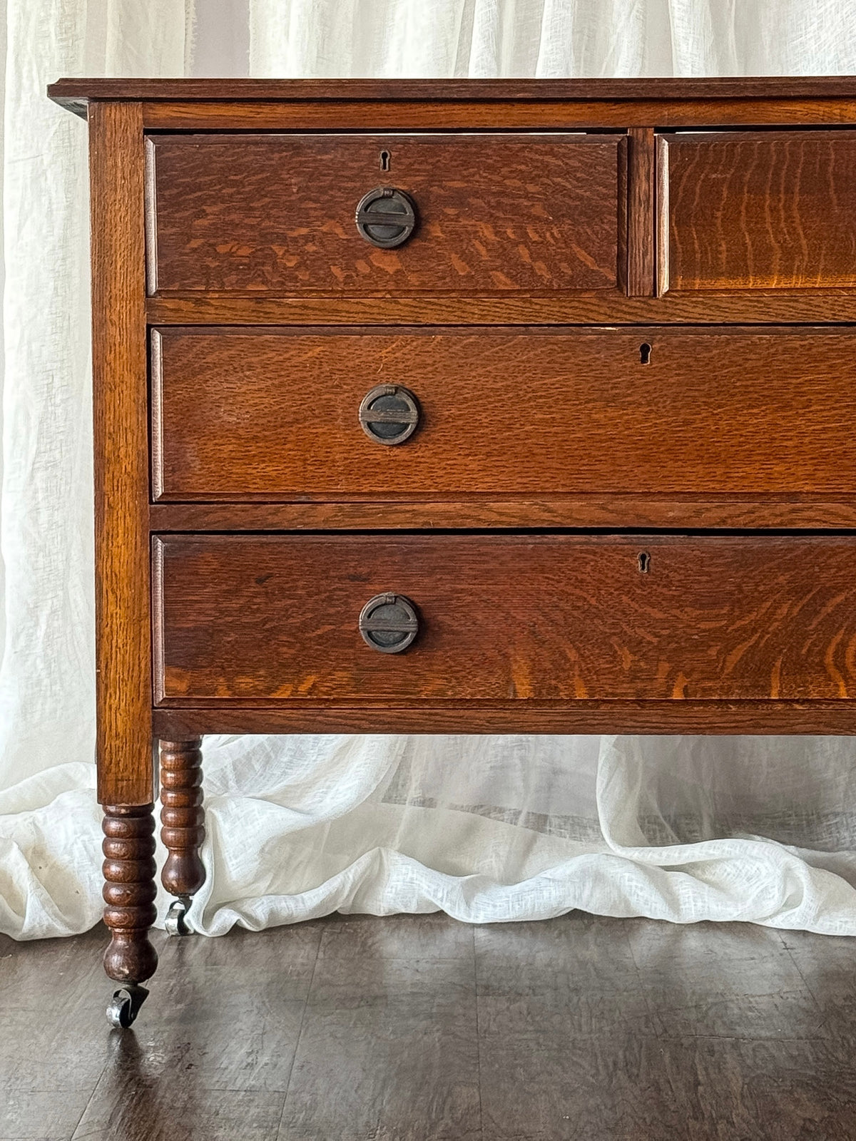 Oak Dresser with Spool-Turned Legs