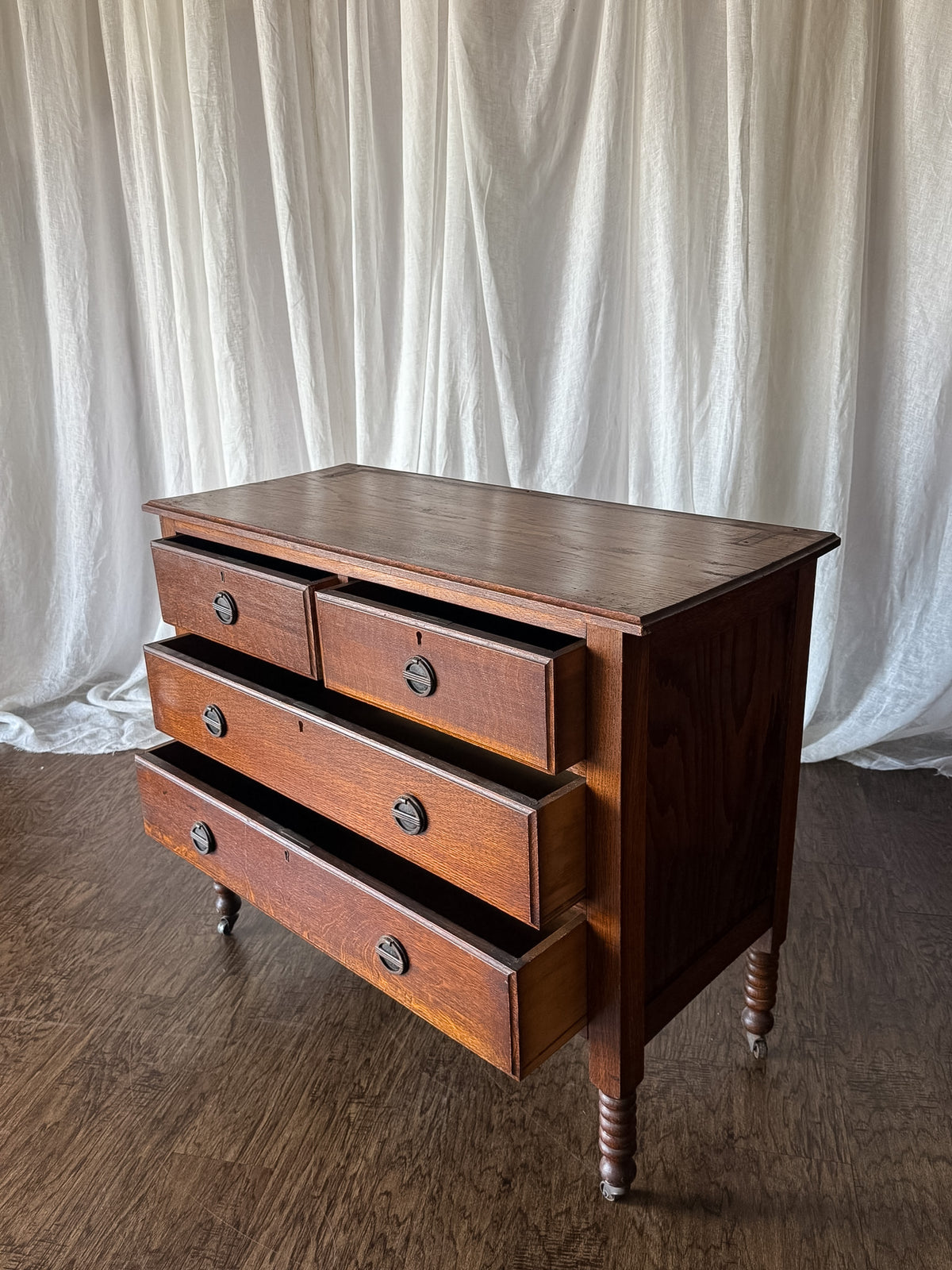 Oak Dresser with Spool-Turned Legs