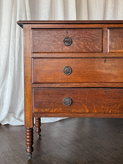 Oak Dresser with Spool-Turned Legs
