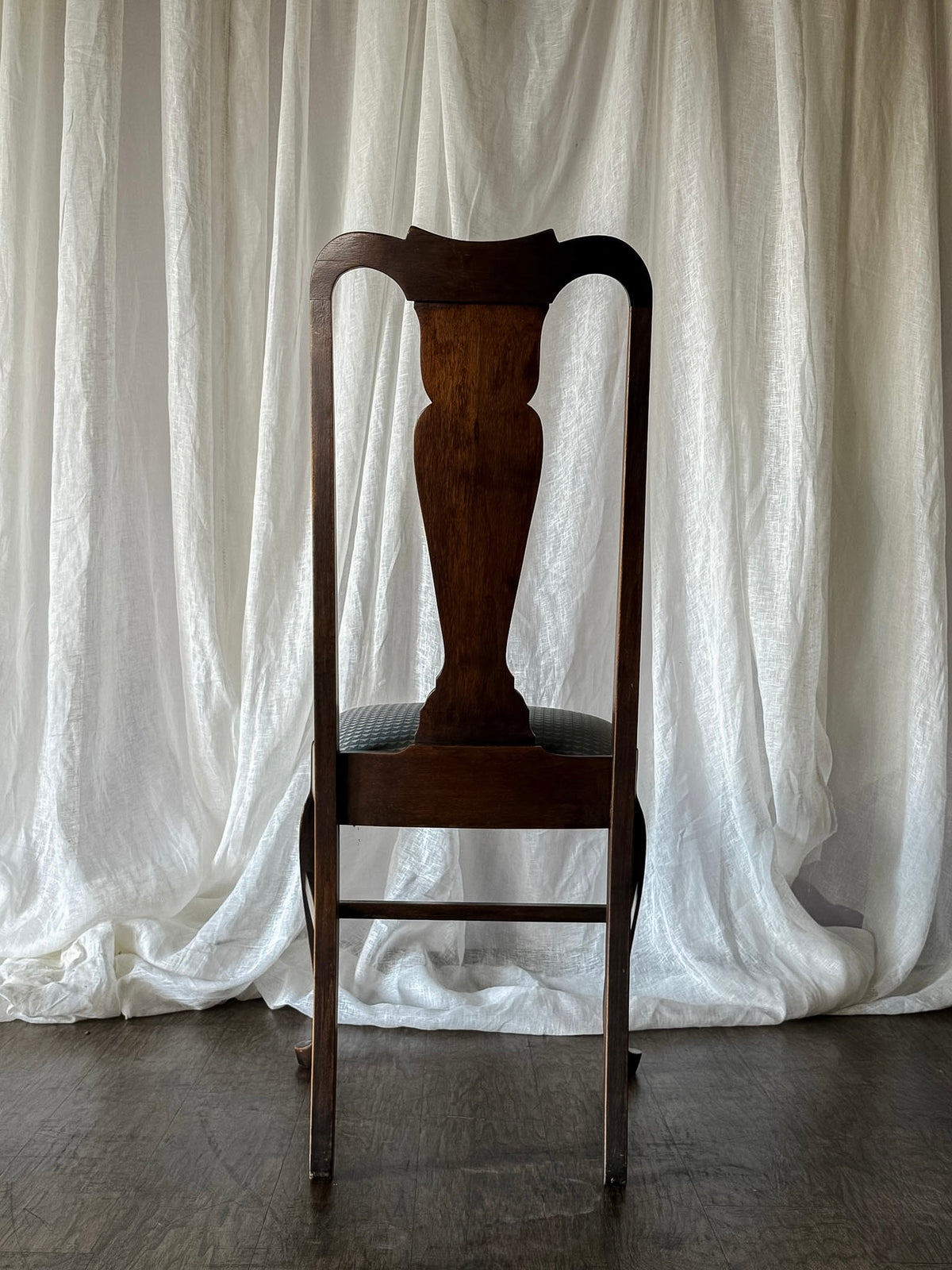Four Chairs with Blue Geometric Upholstered Seats