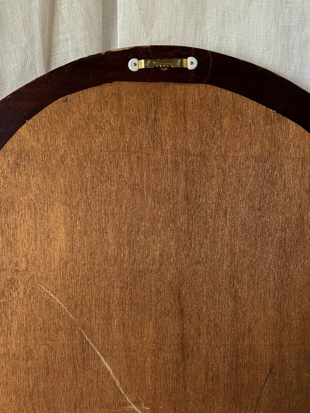 Vintage Oval Wood Mirror with Fluted Detail
