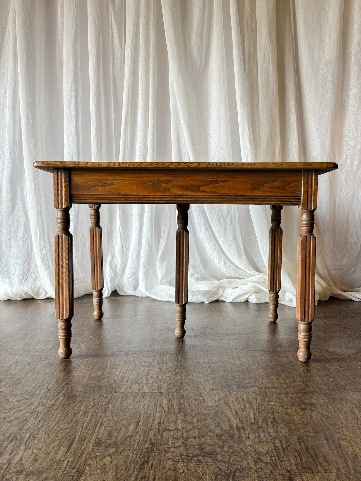 Late 19th Century Oversized Oak Side Table with Turned Legs, circa 1890