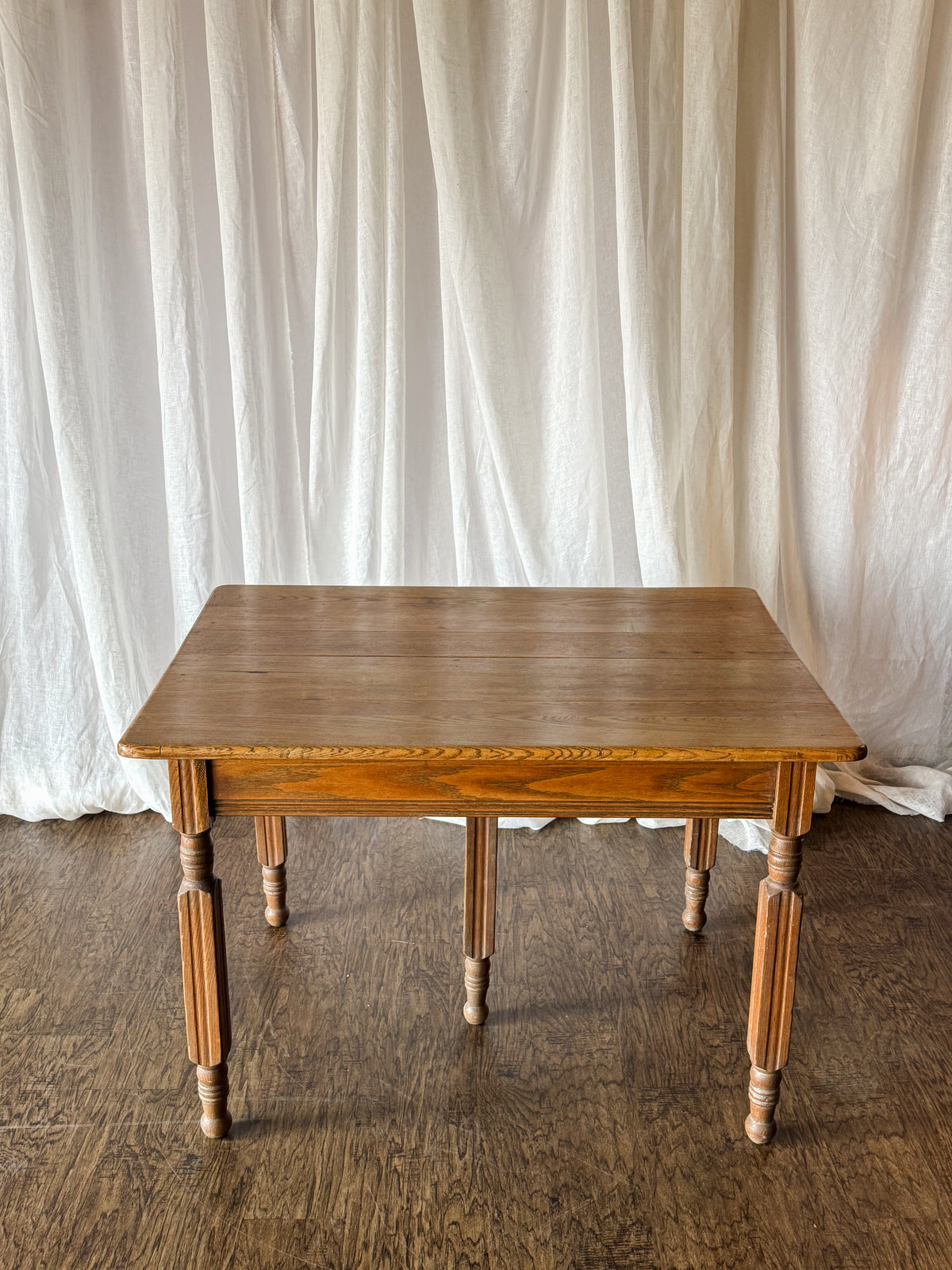Late 19th Century Oversized Oak Side Table with Turned Legs, circa 1890