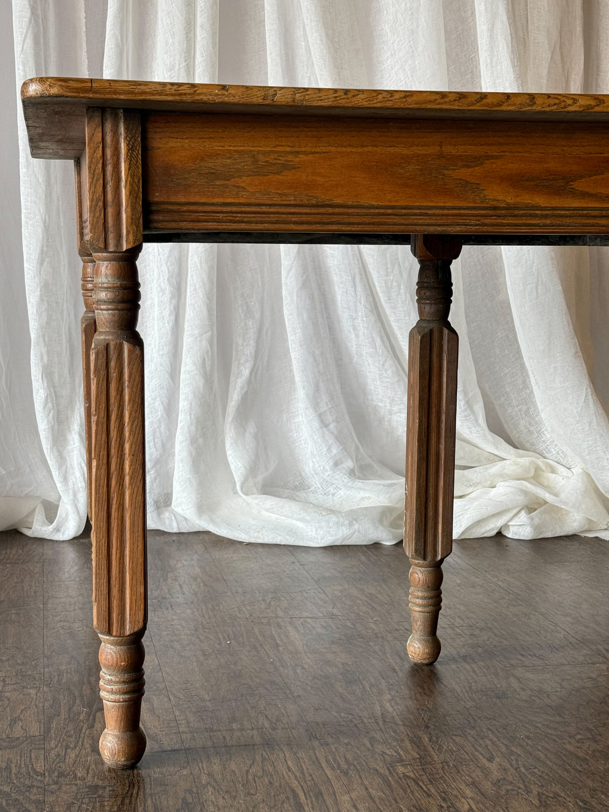 Late 19th Century Oversized Oak Side Table with Turned Legs, circa 1890