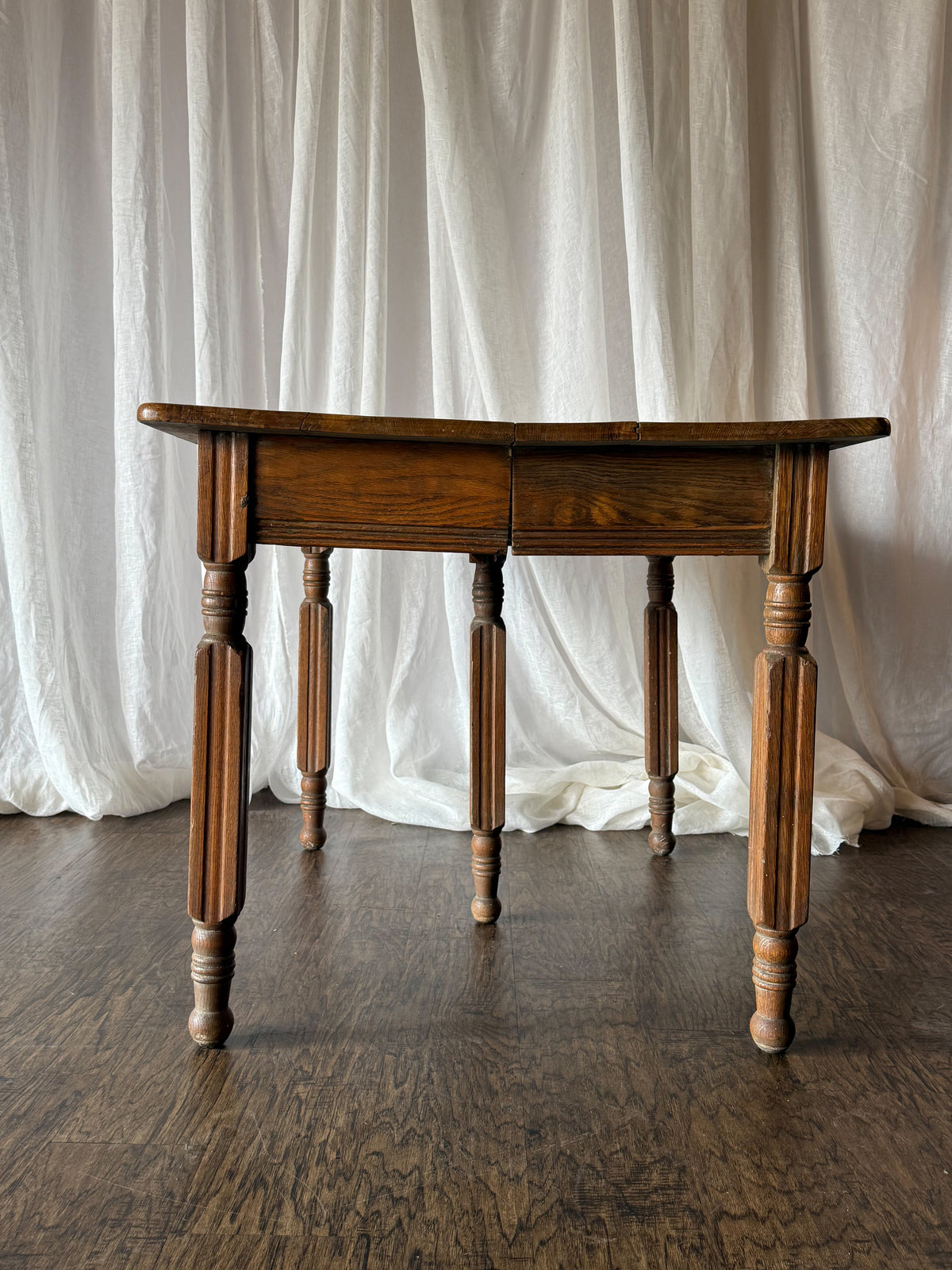 Late 19th Century Oversized Oak Side Table with Turned Legs, circa 1890
