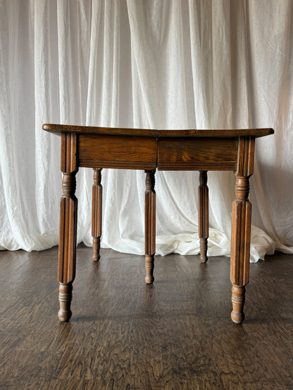 Late 19th Century Oversized Oak Side Table with Turned Legs, circa 1890