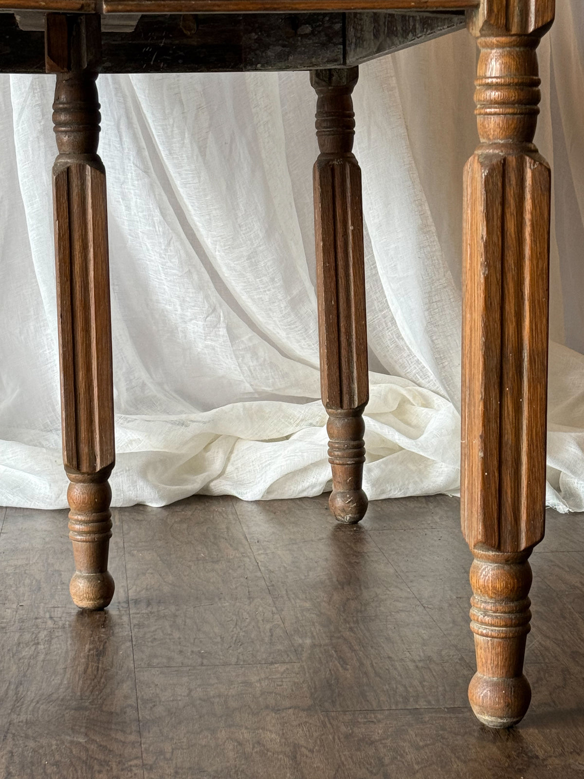 Late 19th Century Oversized Oak Side Table with Turned Legs, circa 1890