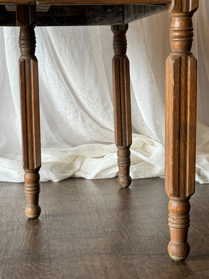 Late 19th Century Oversized Oak Side Table with Turned Legs, circa 1890