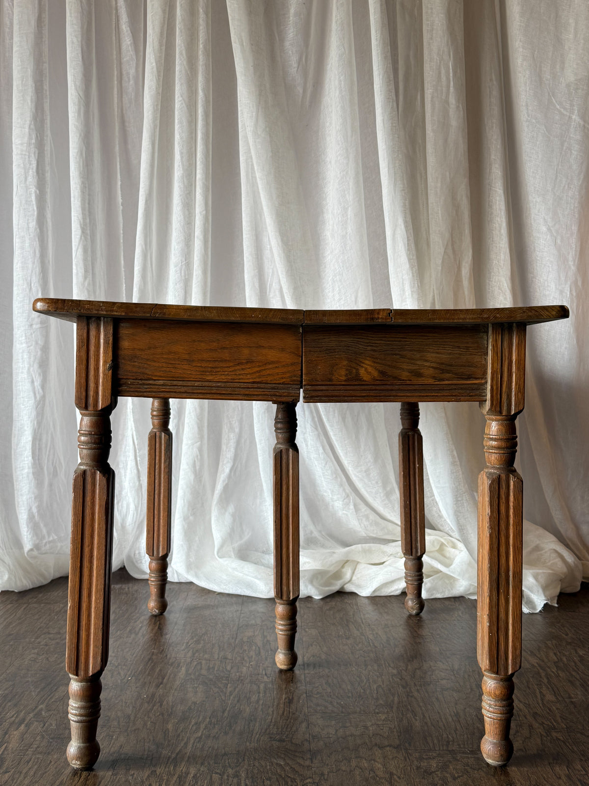 Late 19th Century Oversized Oak Side Table with Turned Legs, circa 1890