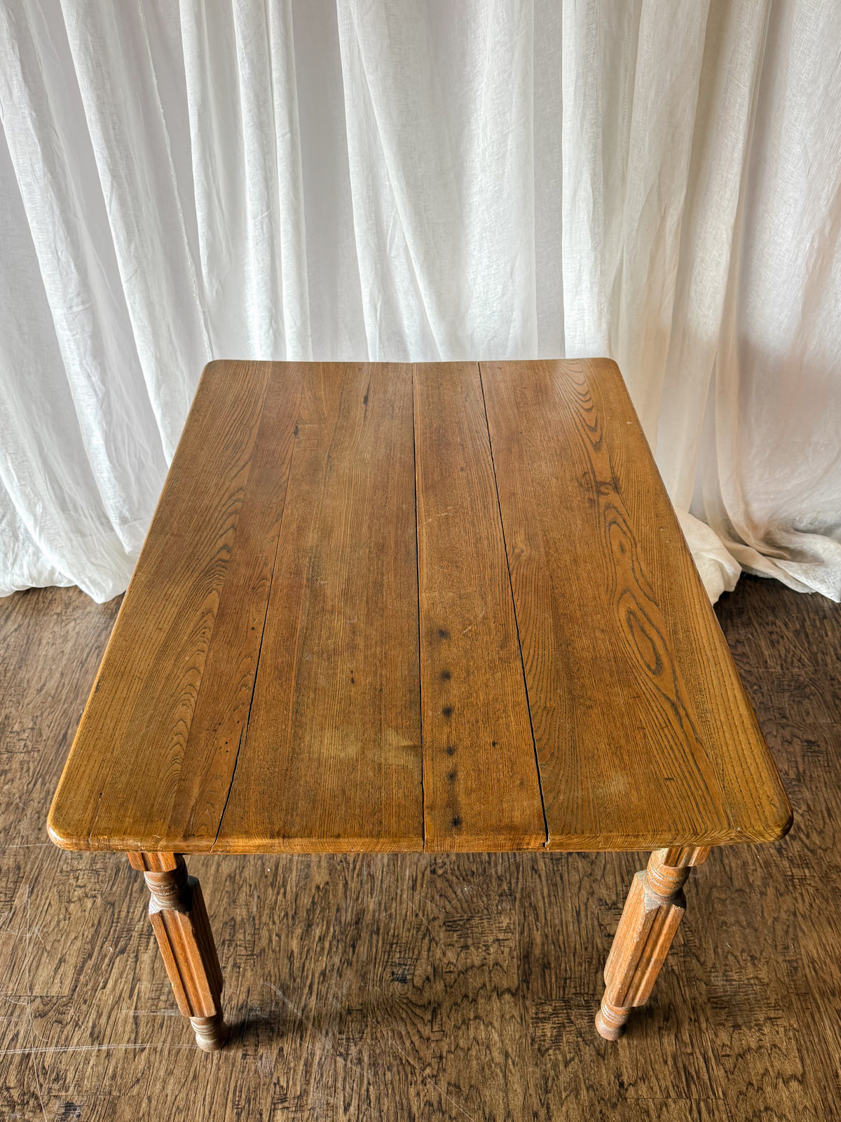 Late 19th Century Oversized Oak Side Table with Turned Legs, circa 1890
